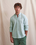 Chemise ml Ivoy Chaine et trame Lichen/navy
