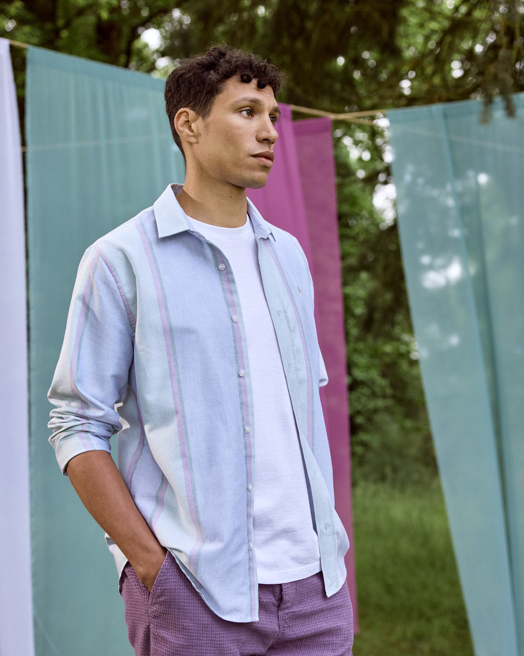 Long-sleeve shirt Iraty Chaine et trame Light green / multico
