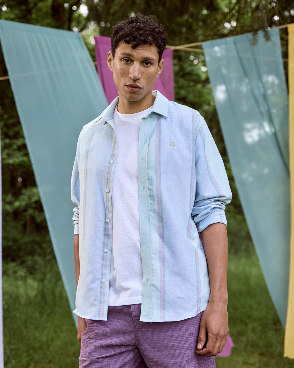 Long-sleeve shirt Iraty Chaine et trame Light green / multico
