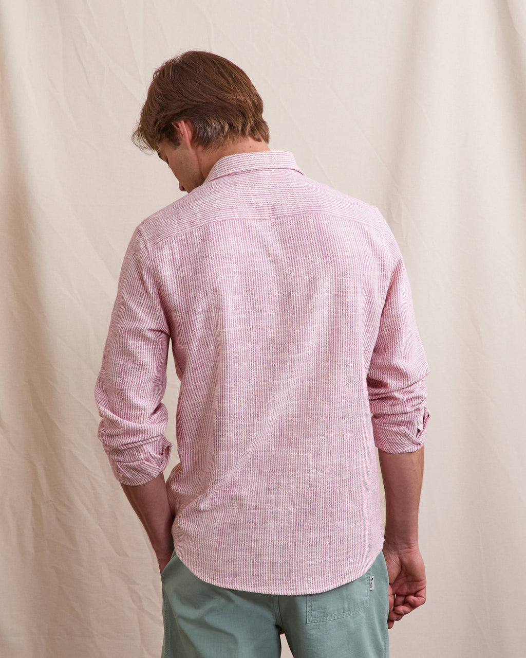 Chemise ml Iraty Chaine et trame Ecru/pink
