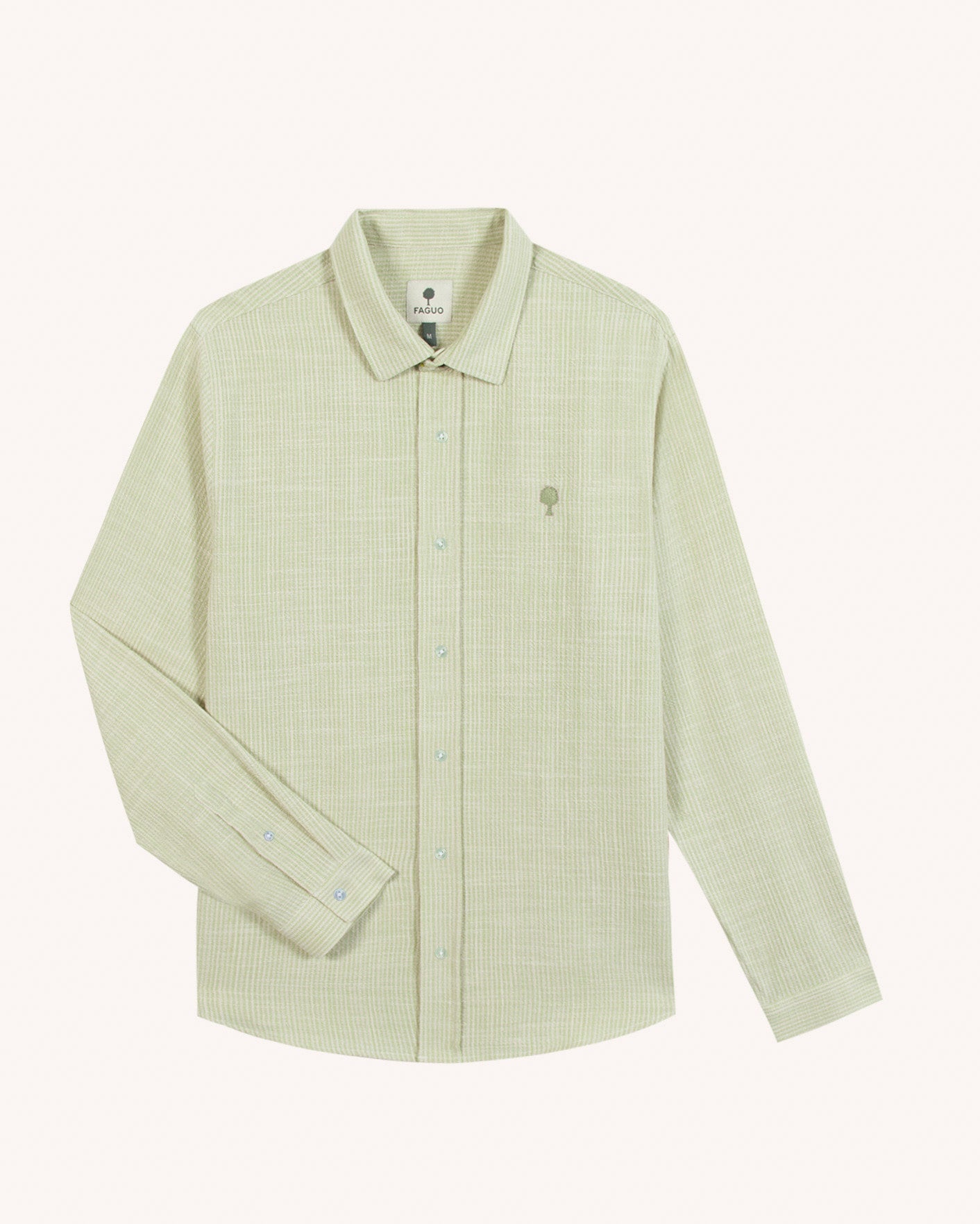 Chemise ml Iraty Chaine et trame Ecru/light green
