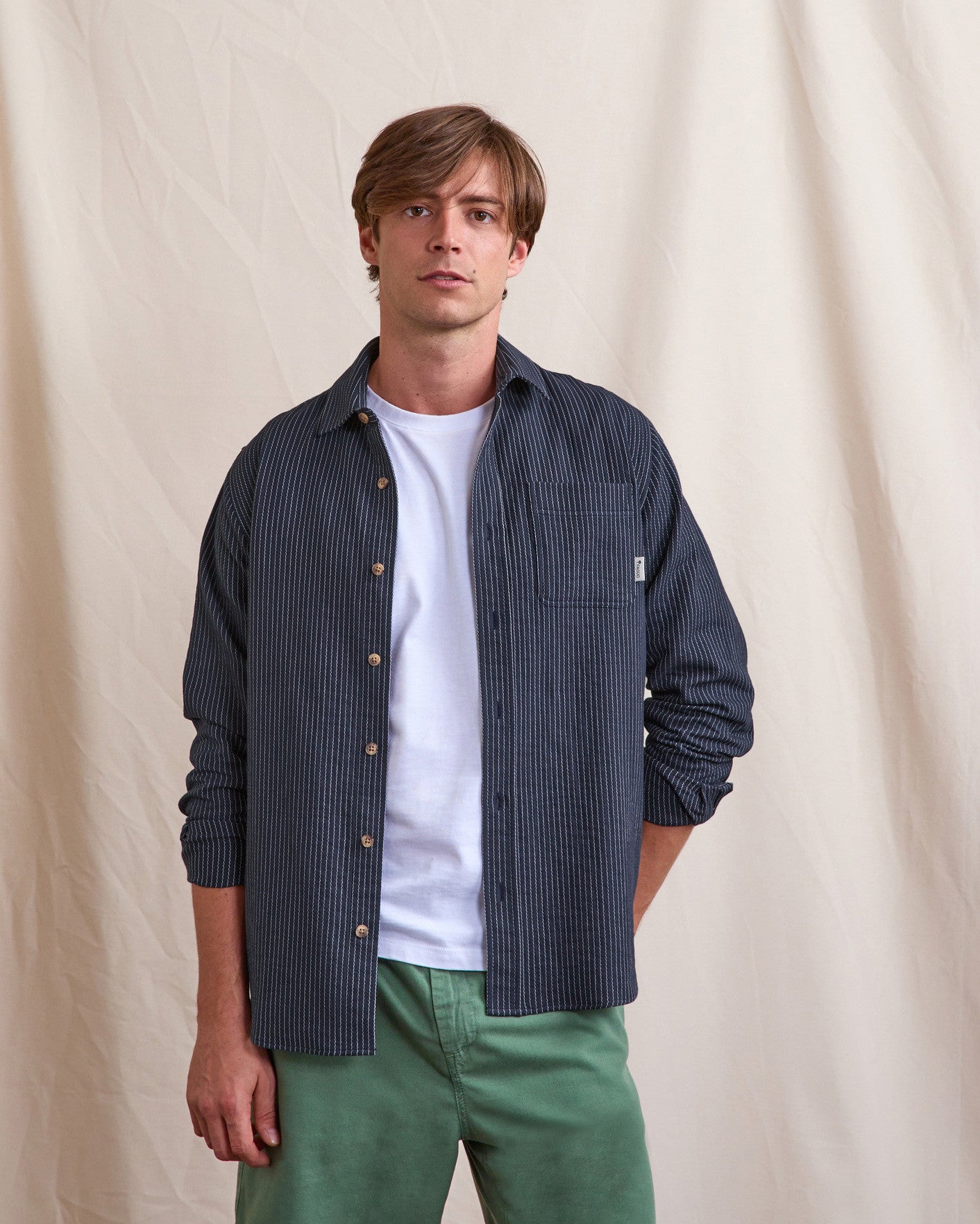 Chemise ml Signy Chaine et trame Grey navy
