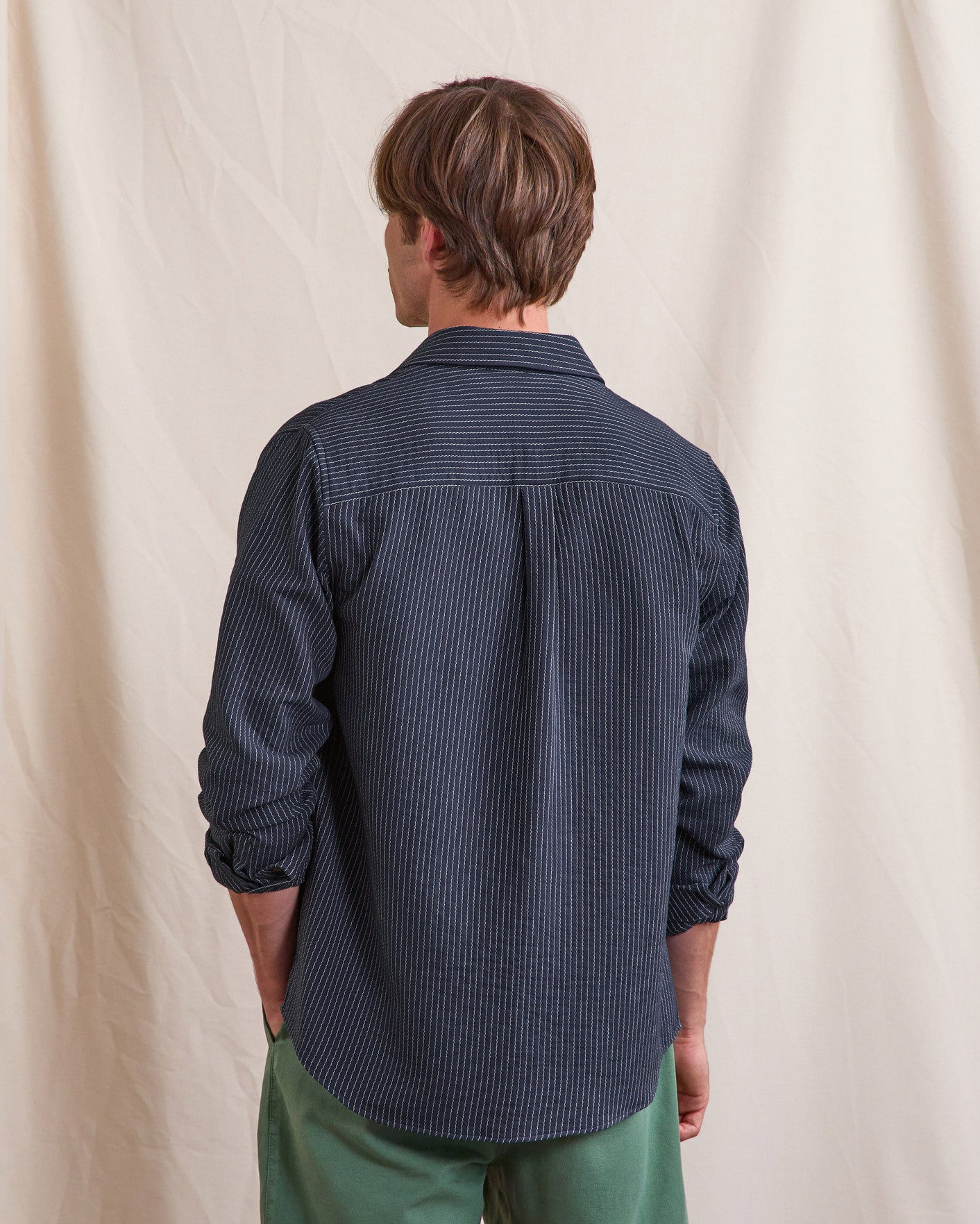 Chemise ml Signy Chaine et trame Grey navy
