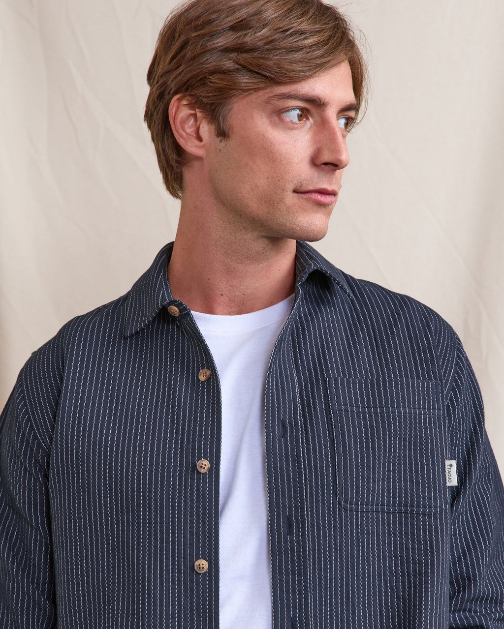 Chemise ml Signy Chaine et trame Grey navy
