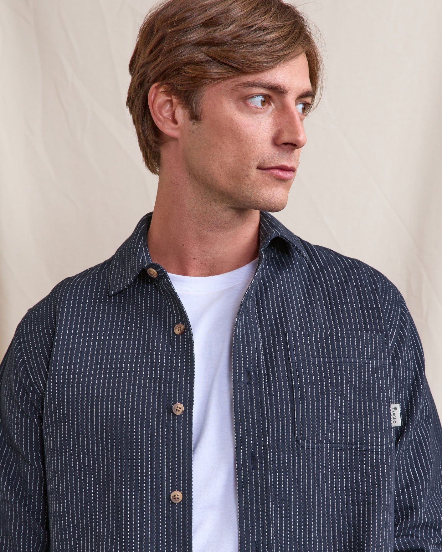 Chemise ml Signy Chaine et trame Grey navy
