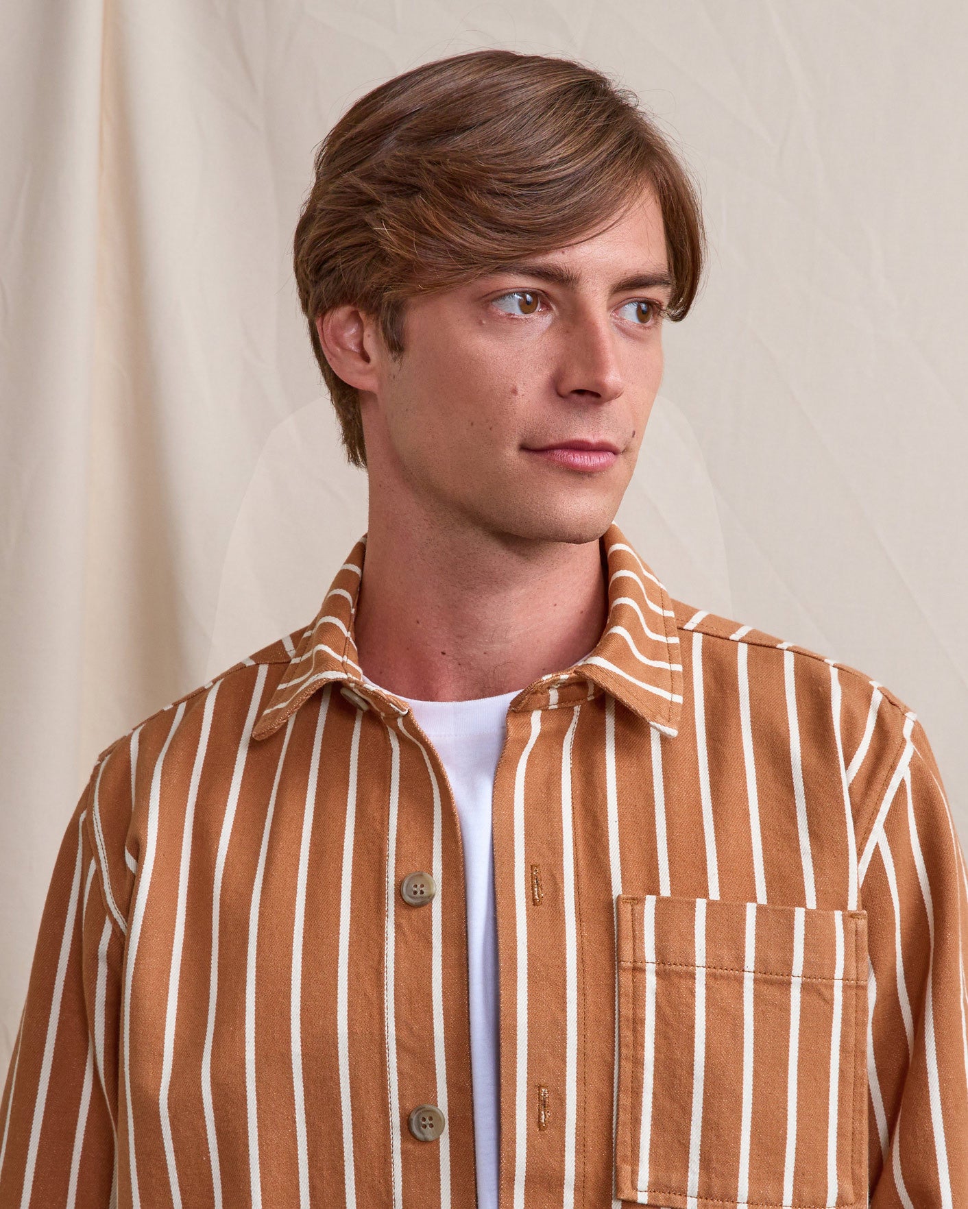 Sur-chemise Gastine Chaine et trame Brick/ecru
