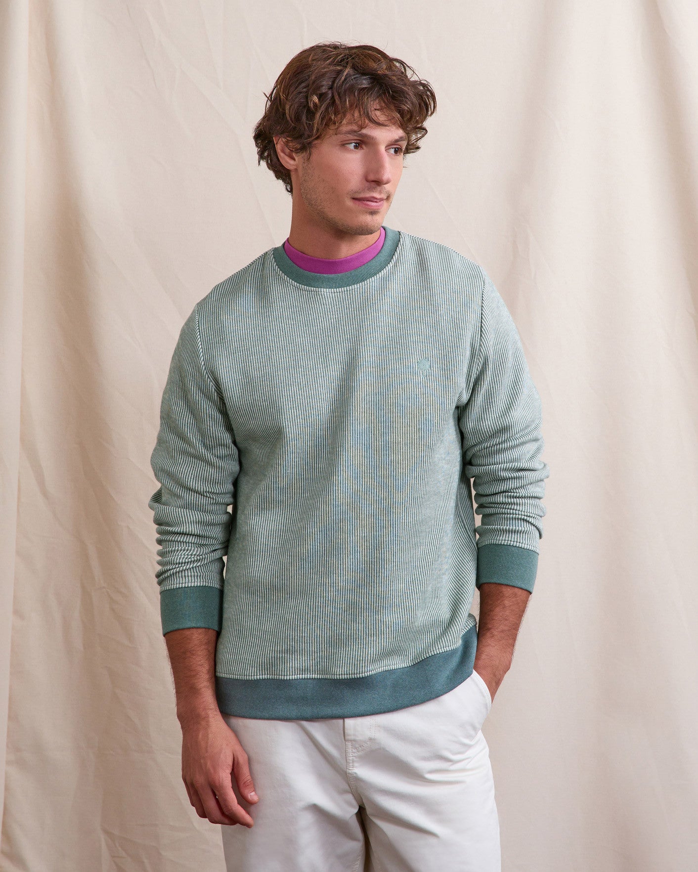 Sweat Bussy Maille Ecru/light green
