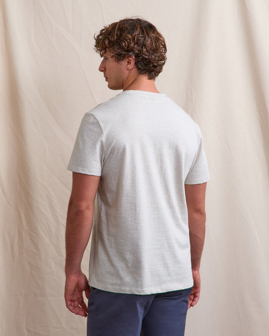 T-shirt mc Olonne Maille Ecru/light blue
