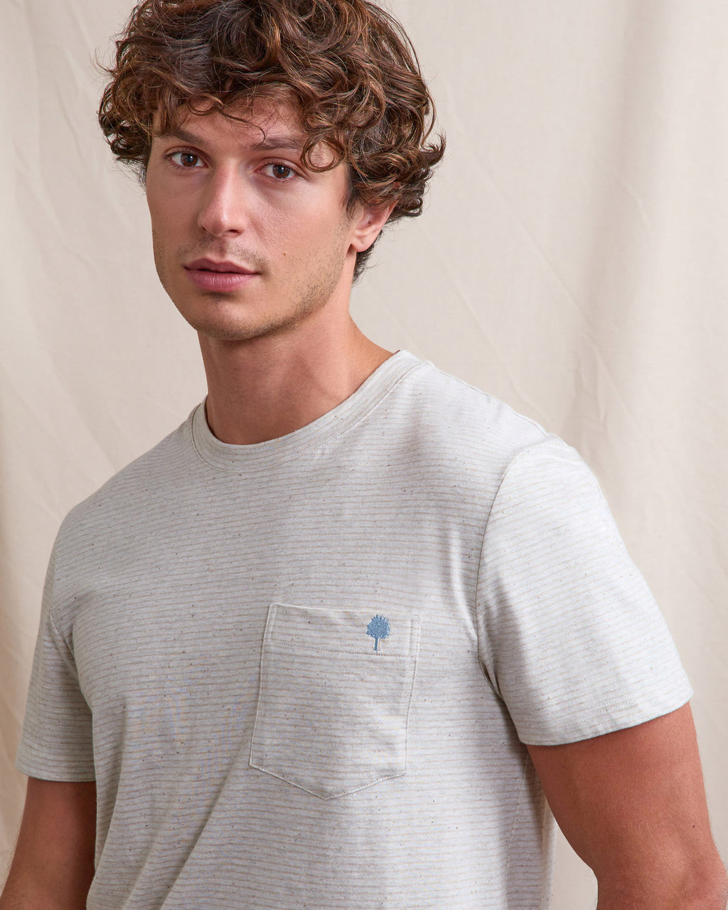 T-shirt mc Olonne Maille Ecru/light blue
