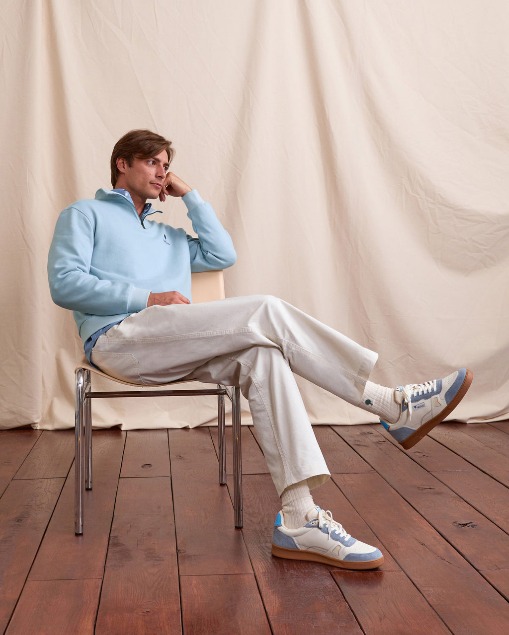 Sky blue organic cotton sweatshirt - AMBOISE
