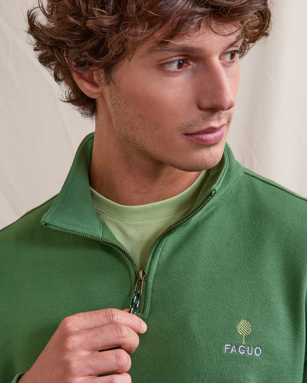 Fir green organic cotton sweatshirt - AMBOISE