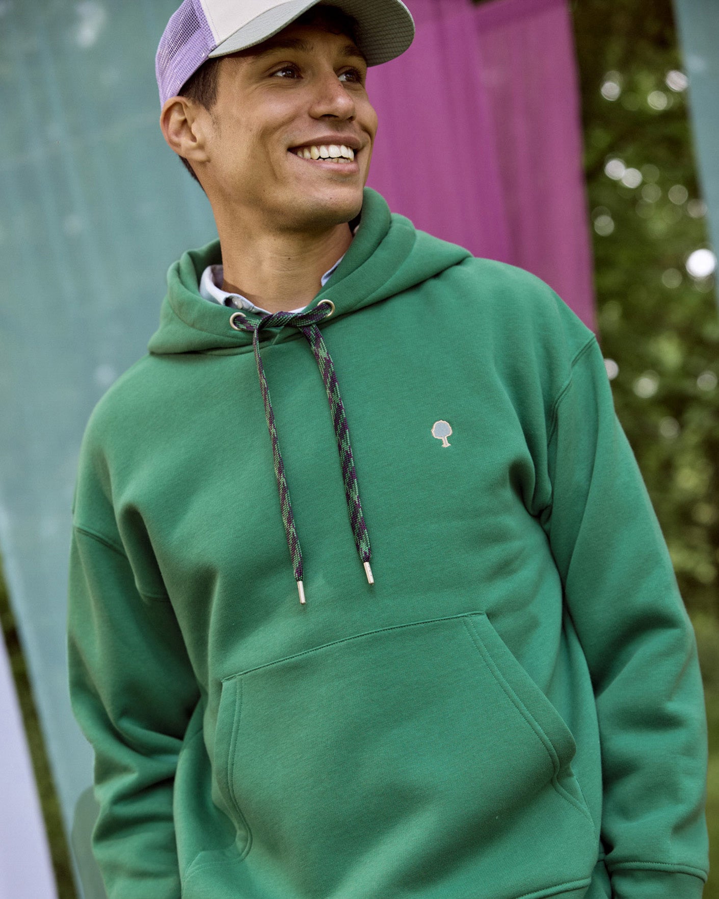 Emerald green cotton hooded sweatshirt - DIRAC OS