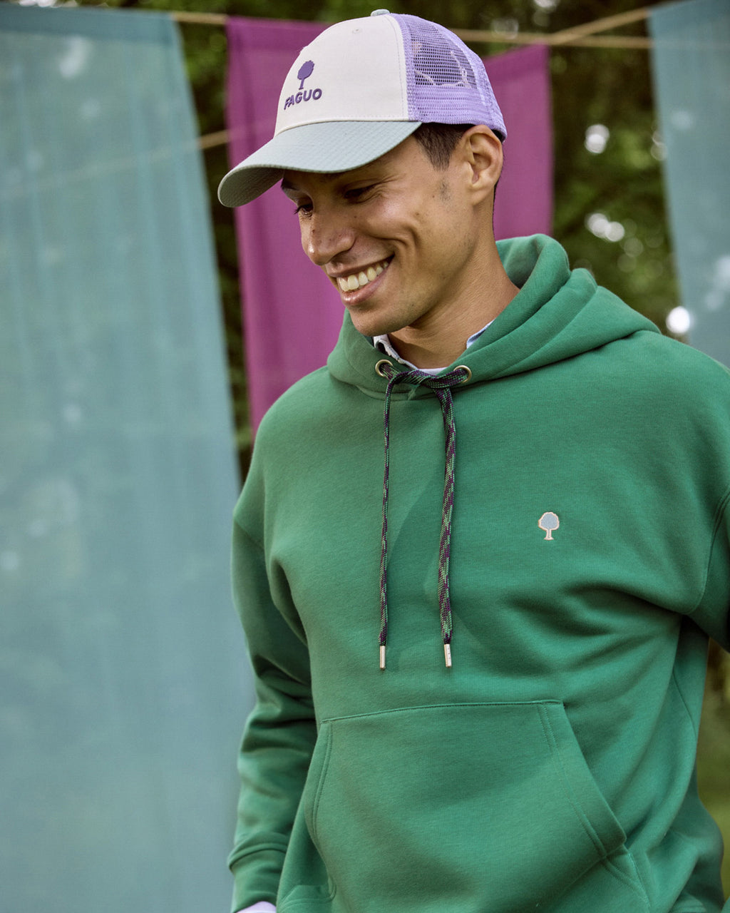 Emerald green cotton hoodie - DIRAC OS
