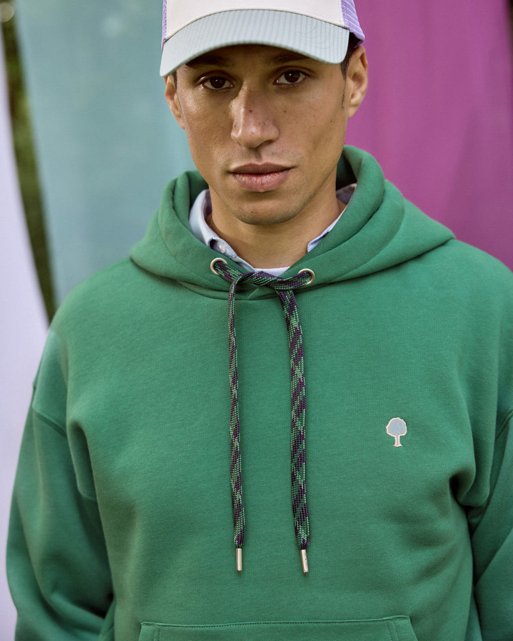 Emerald green cotton hooded sweatshirt - DIRAC OS