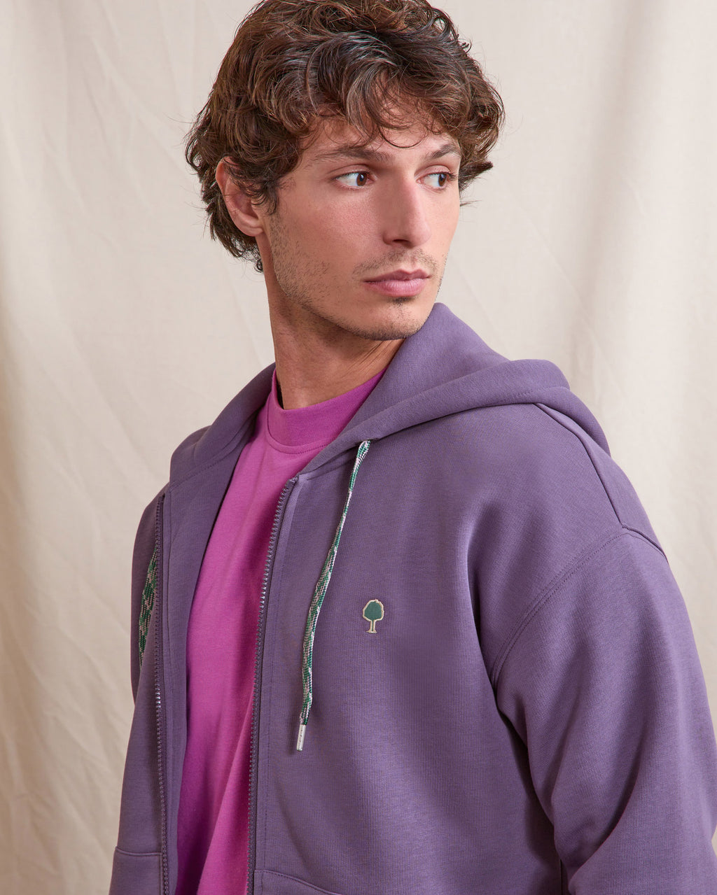 Sweat a capuche violet coton - MESNIL OS