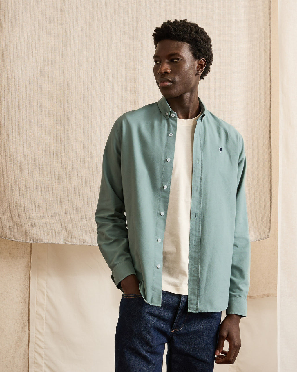 Chemise vert d'eau coton - IVOY