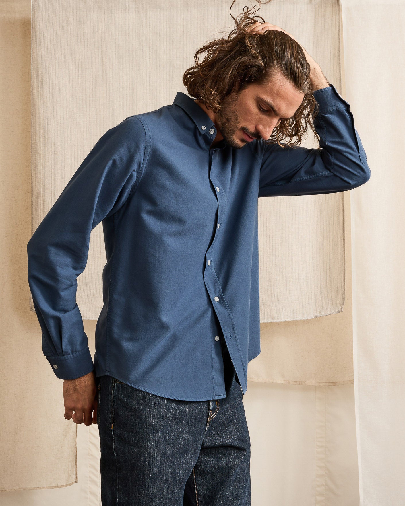 Chemise bleu marine coton - IVOY