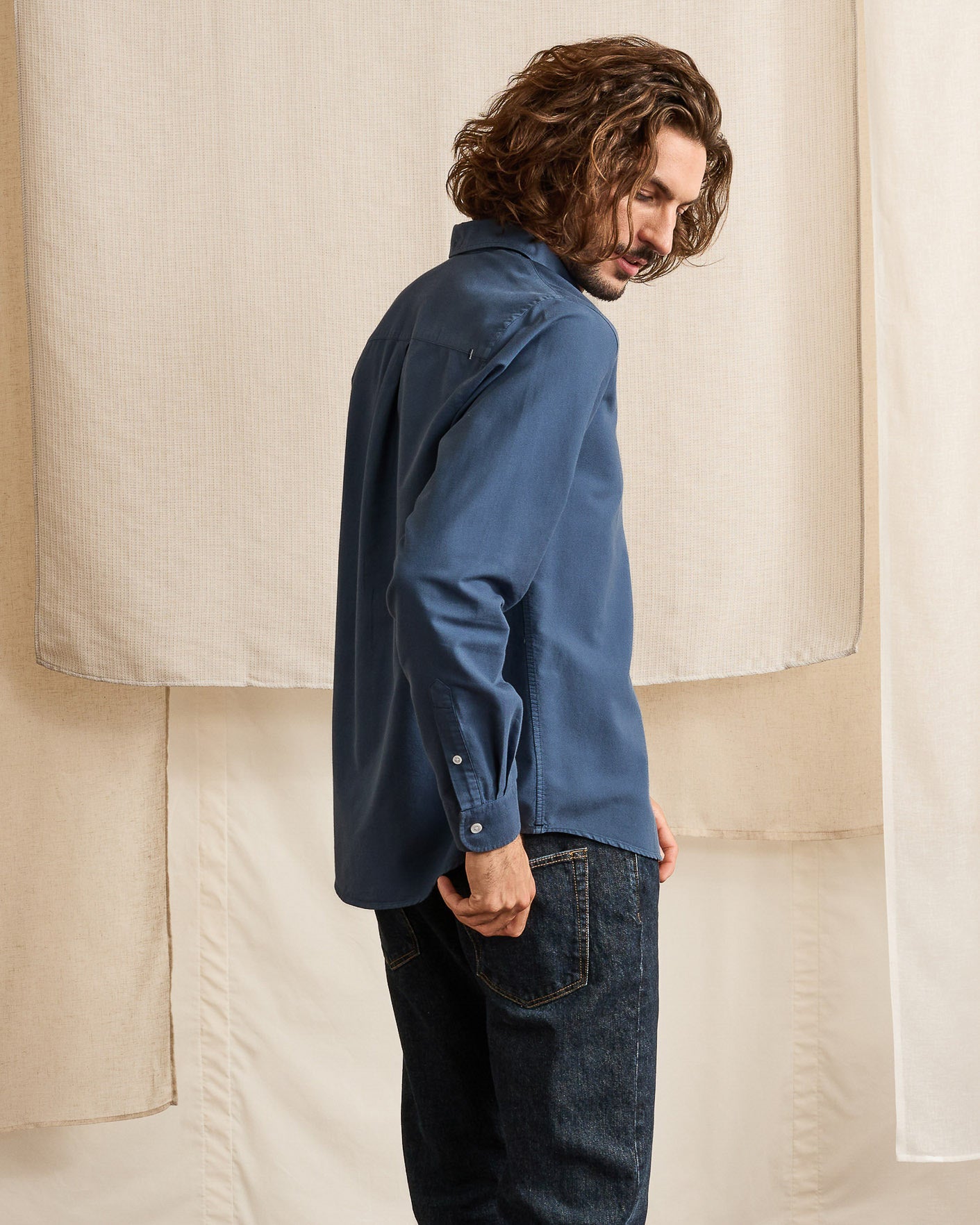Chemise bleu marine coton - IVOY