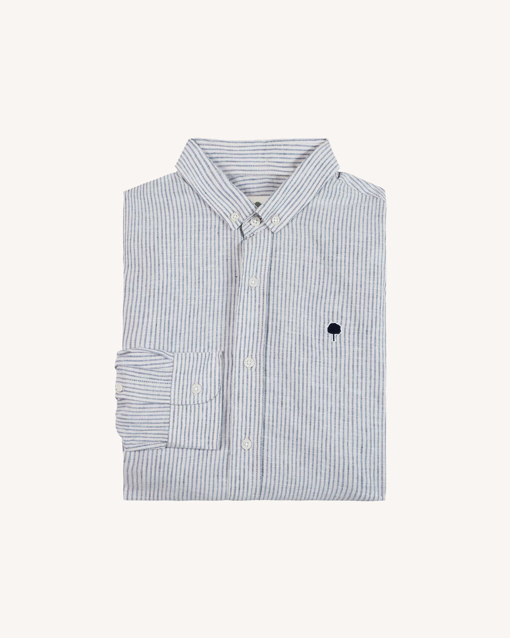 Chemise écru & bleu marine coton - IVOY