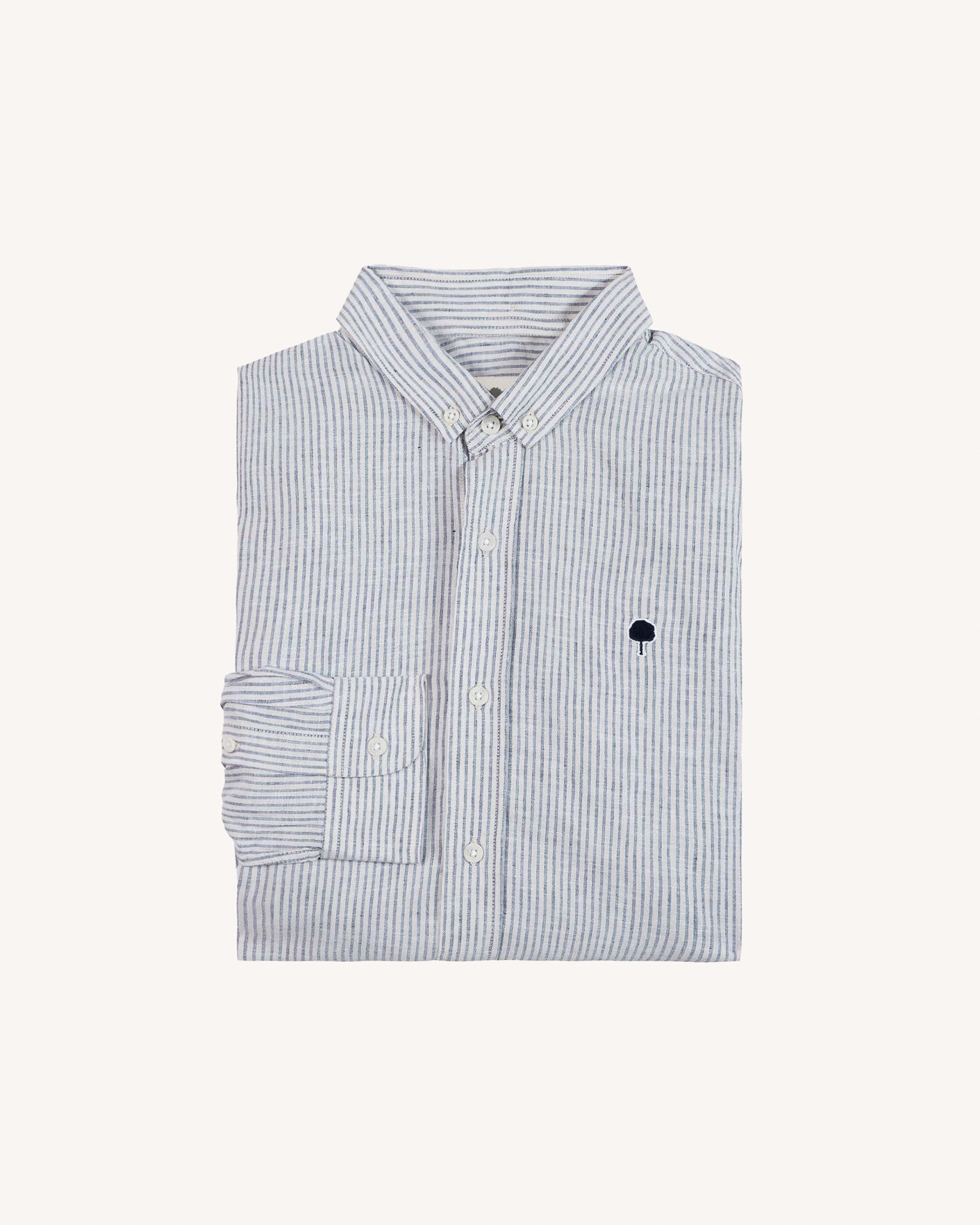 Chemise écru & bleu marine coton - IVOY