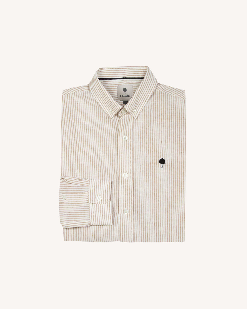 Chemise crème & beige clair coton - IVOY