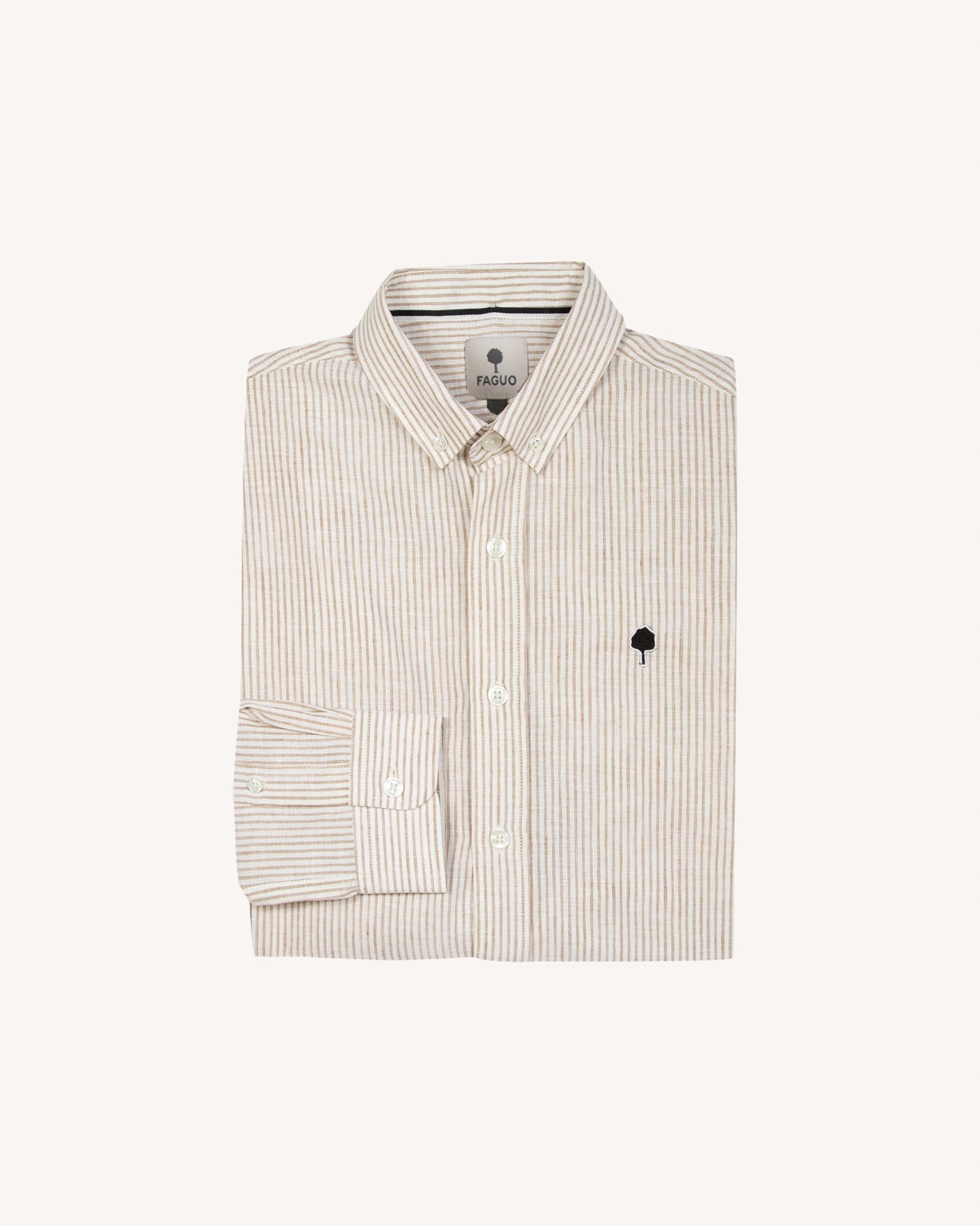 Chemise crème & beige clair coton - IVOY