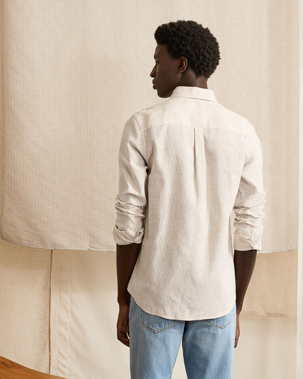 Chemise crème & beige clair coton - IVOY
