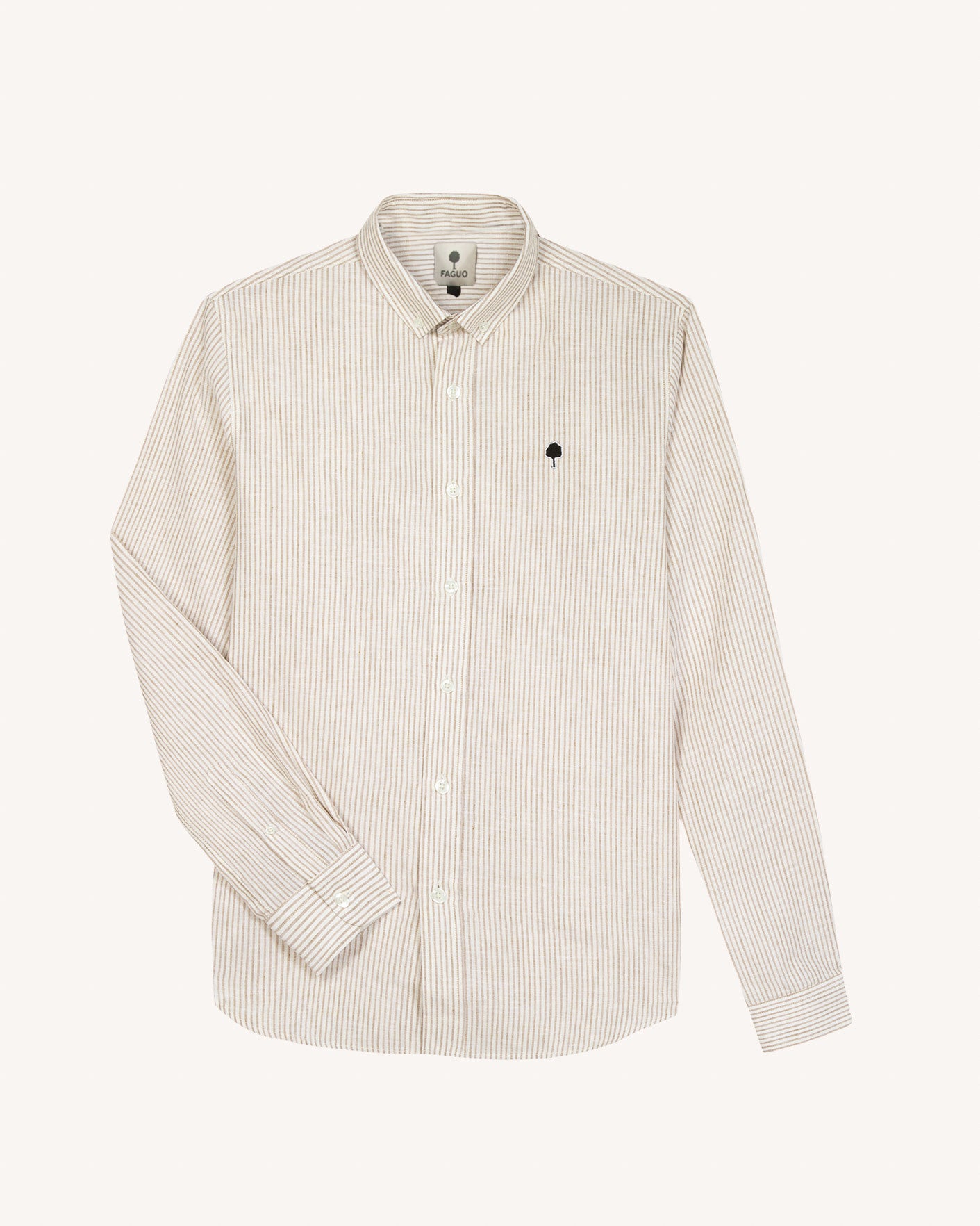 Chemise crème & beige clair coton - IVOY