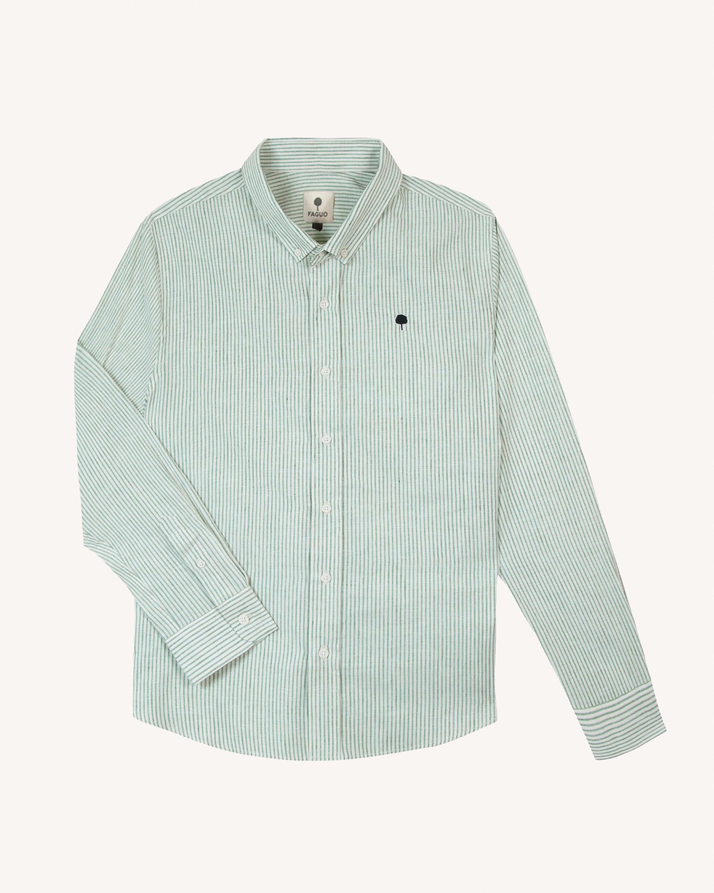 Chemise vert foncé & écru coton - IVOY