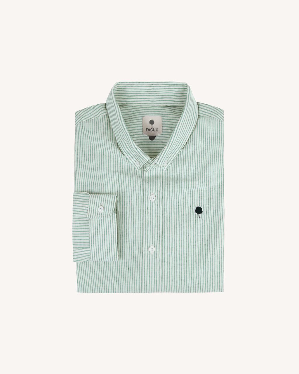 Chemise vert foncé & écru coton - IVOY
