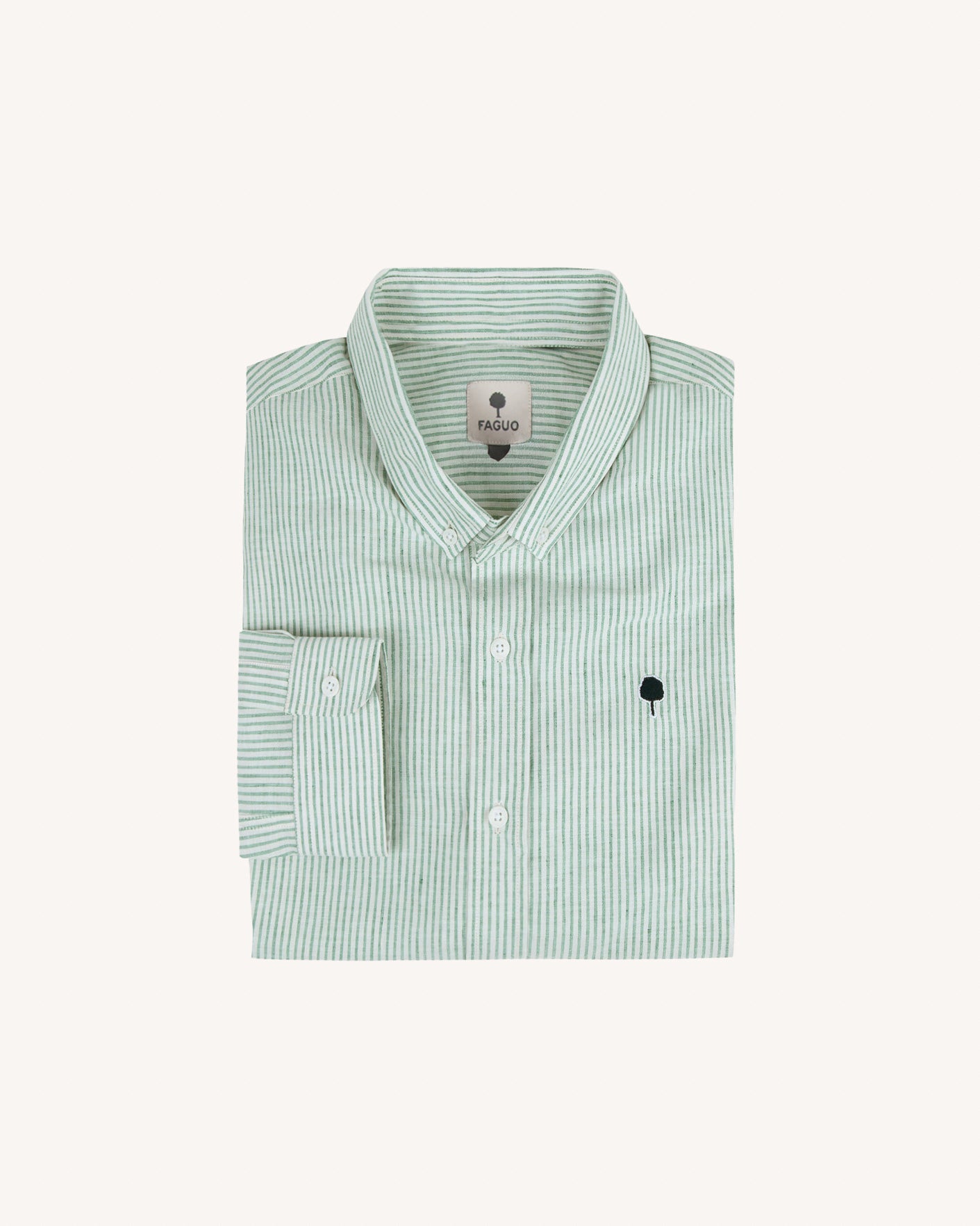 Chemise vert foncé & écru coton - IVOY