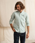 Chemise vert foncé & écru coton - IVOY