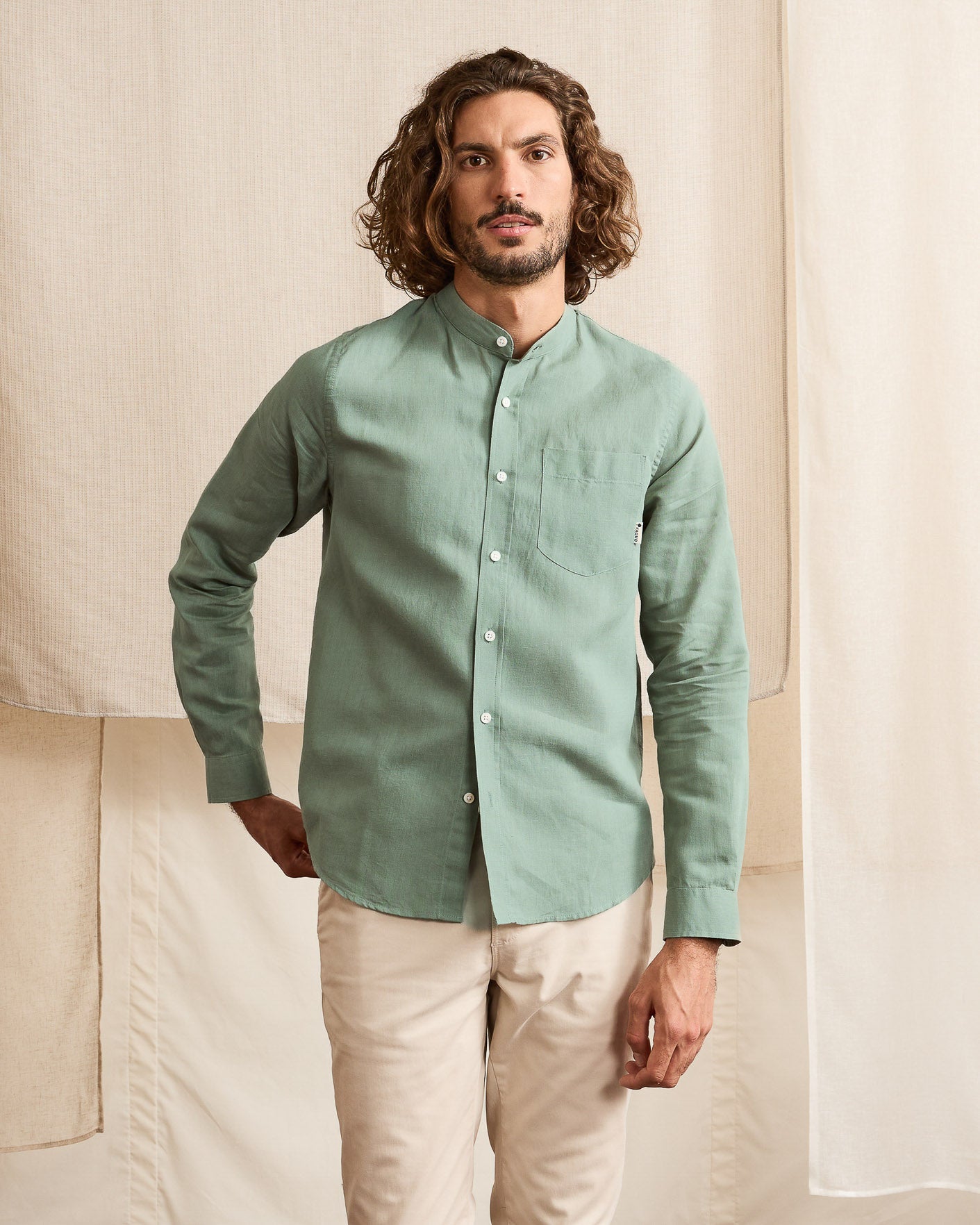 Chemise vert clair coton - CHIAVARI