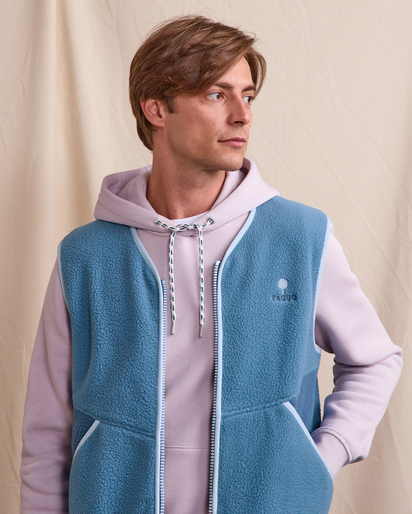 Veste polaire bleu moyen polyester recyclé - TEILLAY