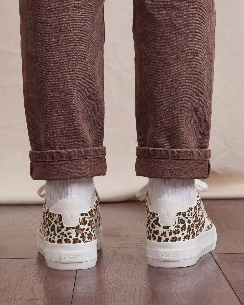 Tennis basses beige polyester recyclé - WALNUT PLATFORM