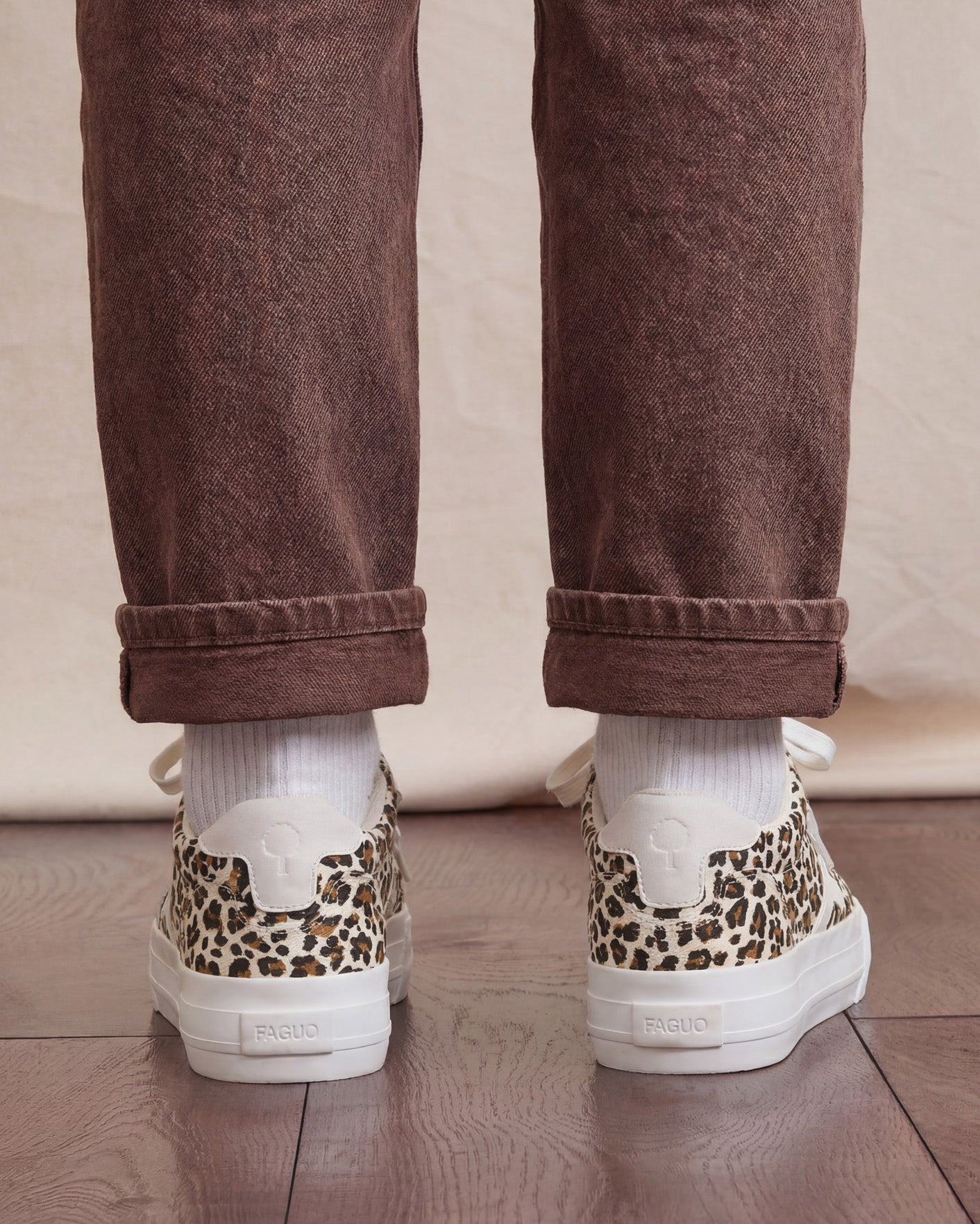 Tennis basses beige polyester recyclé - WALNUT PLATFORM