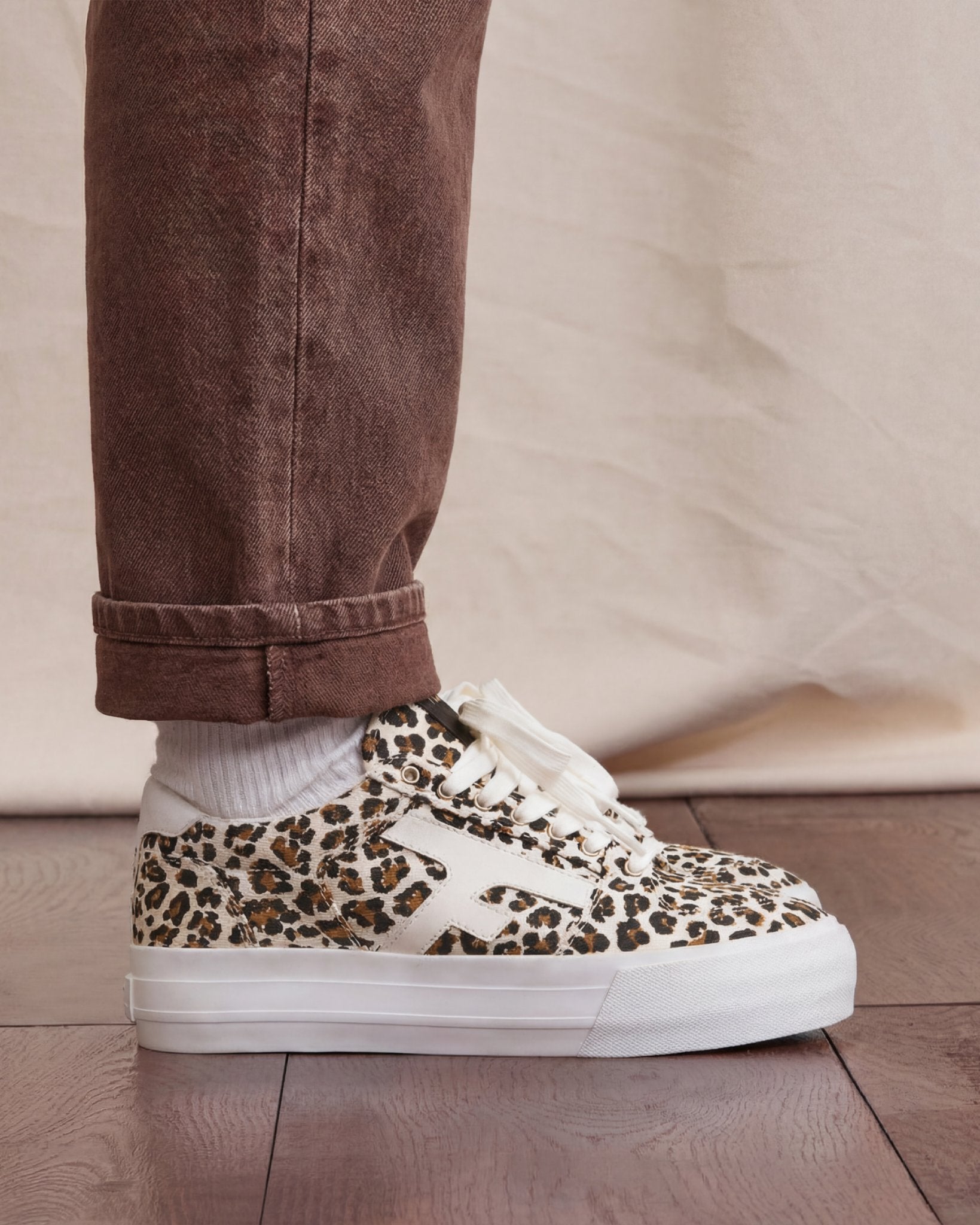 Tennis basses beige polyester recyclé - WALNUT PLATFORM