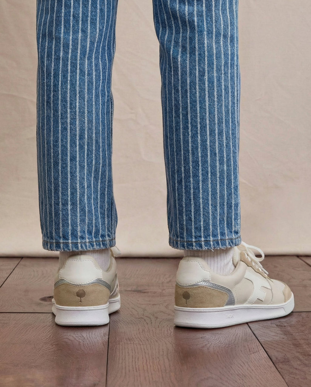 Baskets basses crème & argentée cuir - HAZEL