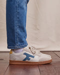Low-top cream & yellow leather trainers - HAZEL