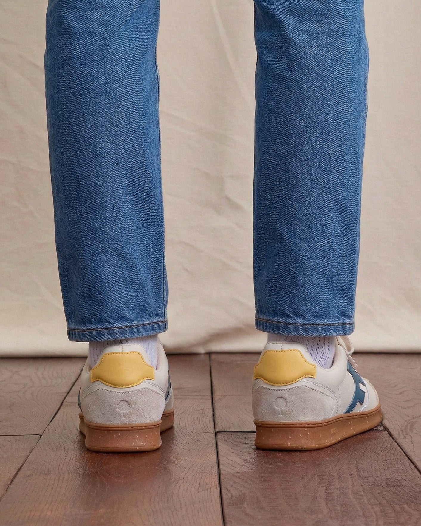 Baskets basses crème & jaune cuir - HAZEL