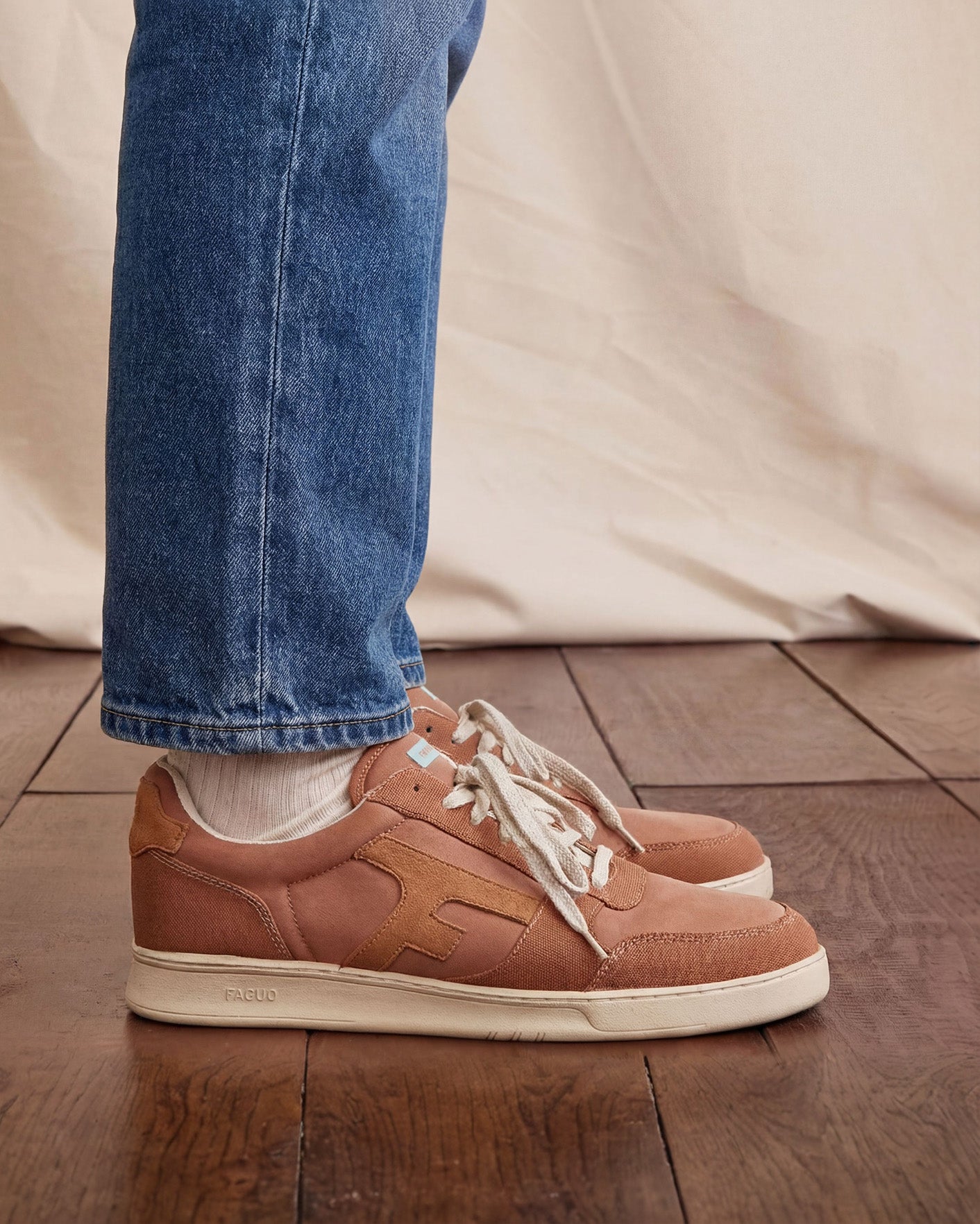 Low-top brick tencel trainers - HAZEL