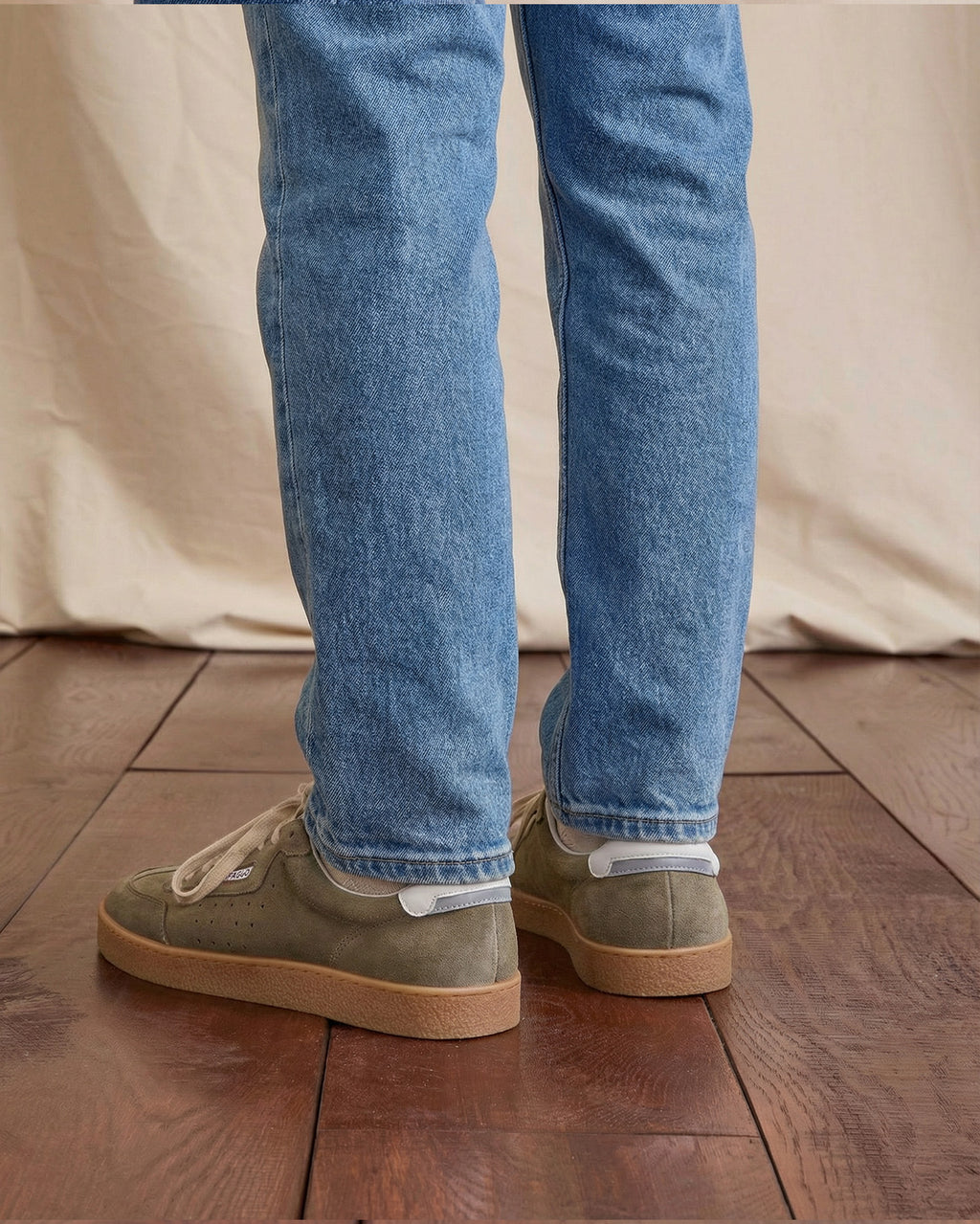Baskets basses kaki foncé cuir suède - LUMBO