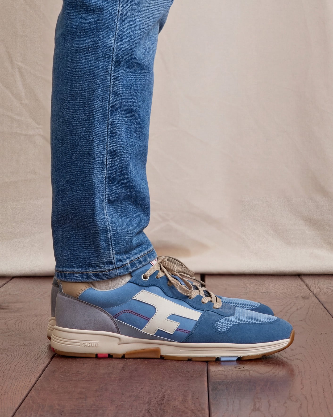 Running bleu grisé polyester recyclé - OLIVE