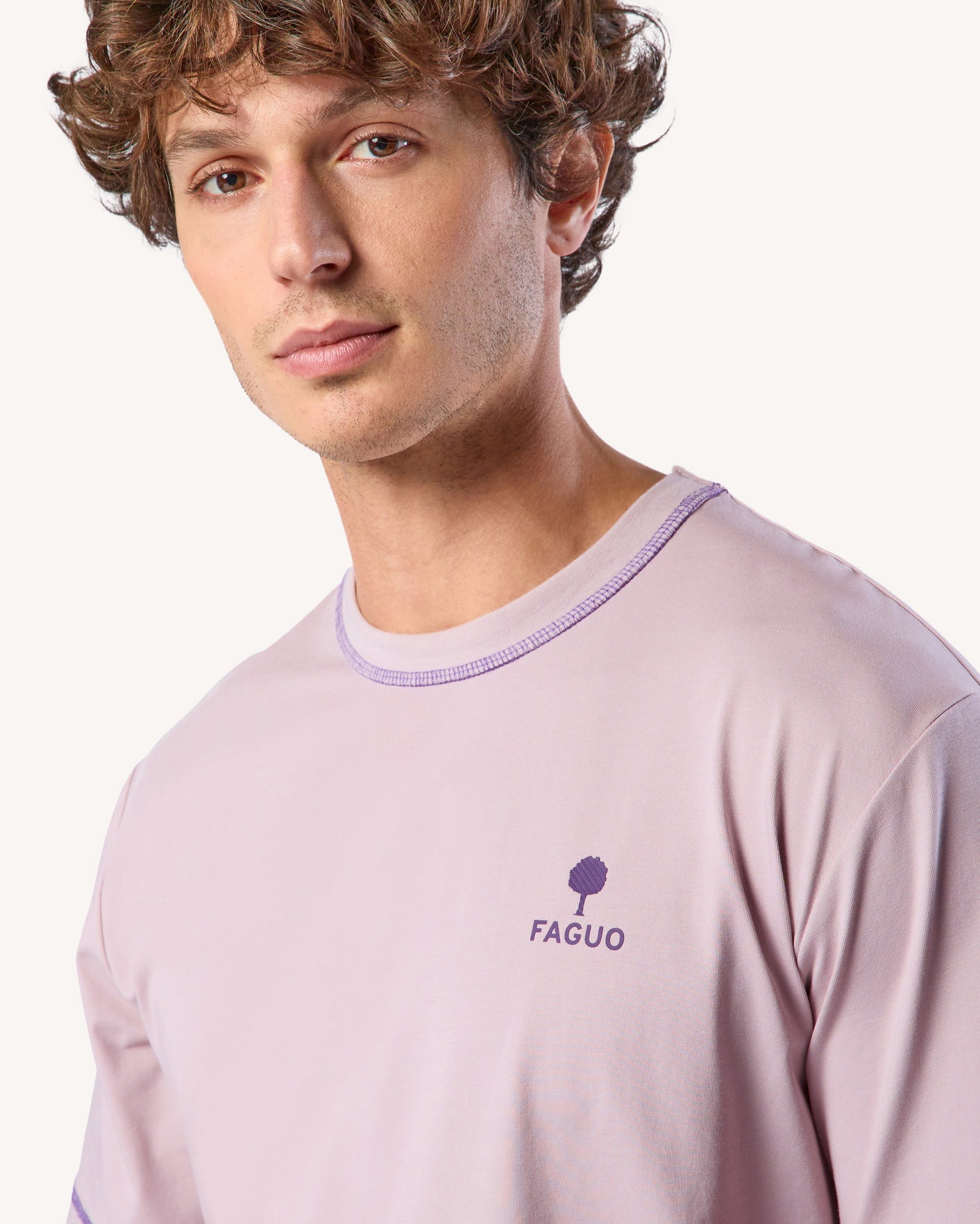 T-shirt rose grisé coton - LUGNY