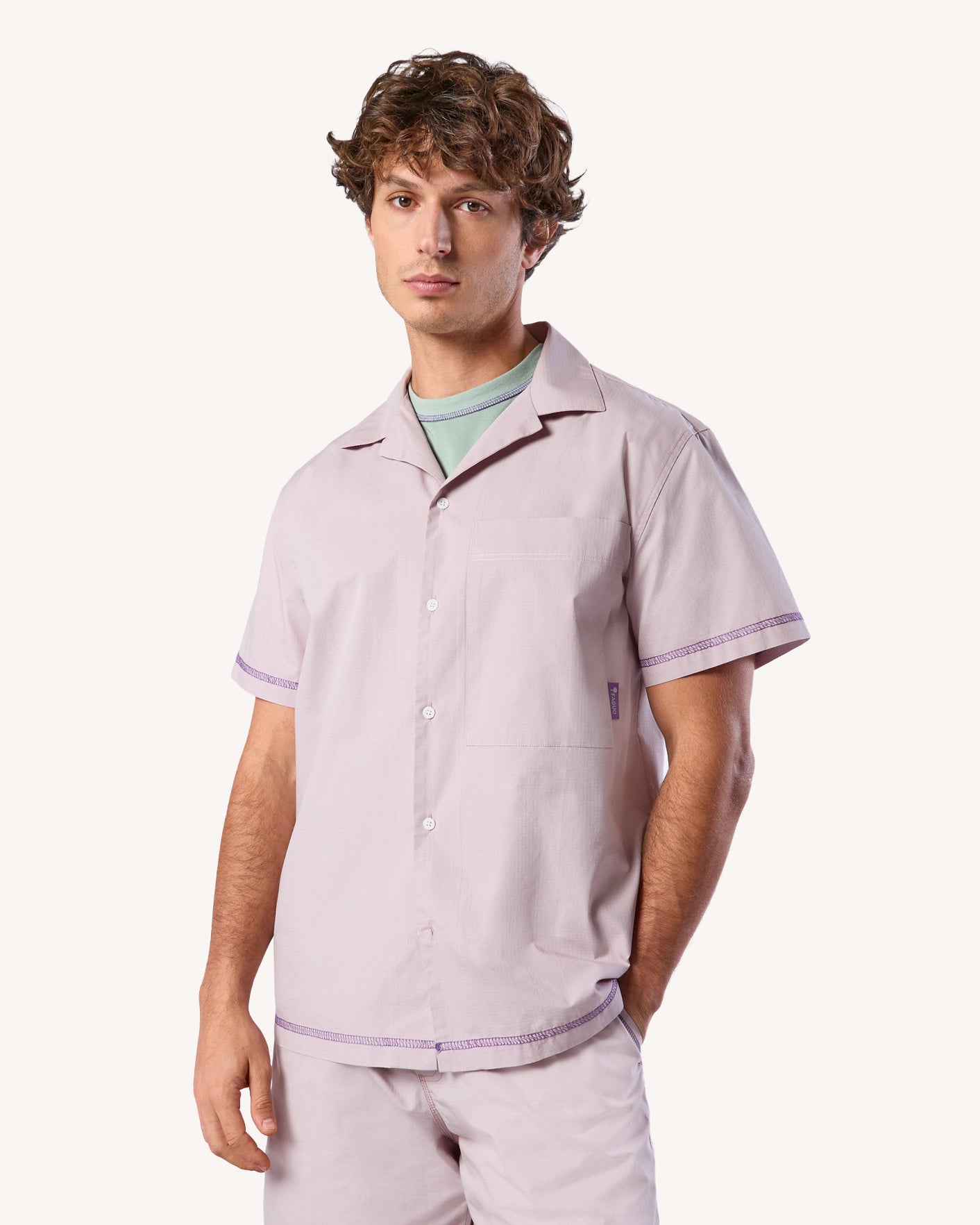 Chemise rose grisé coton - MILLOT