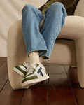 Baskets blanc et kaki cuir - HAZEL