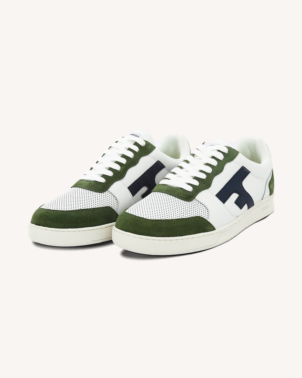 Baskets blanc et kaki cuir - HAZEL