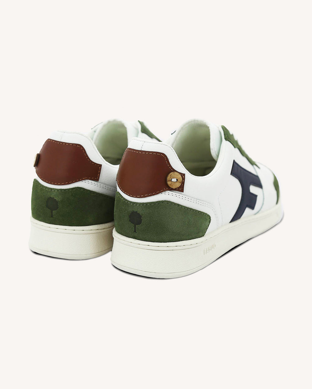 Baskets blanc et kaki cuir - HAZEL