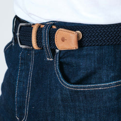 Geflochtener Gürtel Marineblau und Camel - BELT