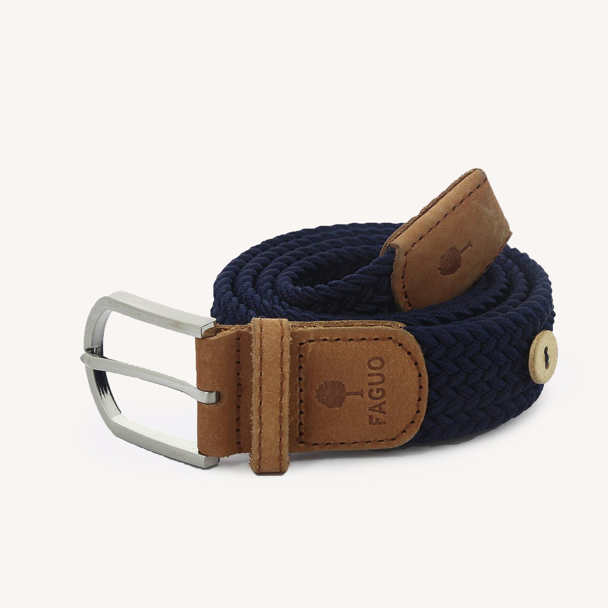 Ceinture tressée bleu marine et camel - BELT